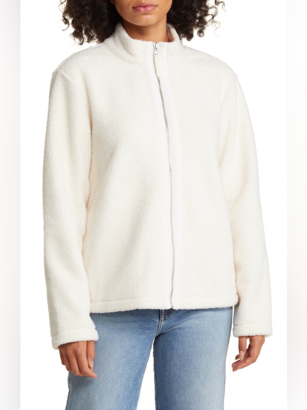 Tommy Bahama Salma Faux Shearling Cream Zip-Up Fleece Jacket Sherpa Size XS